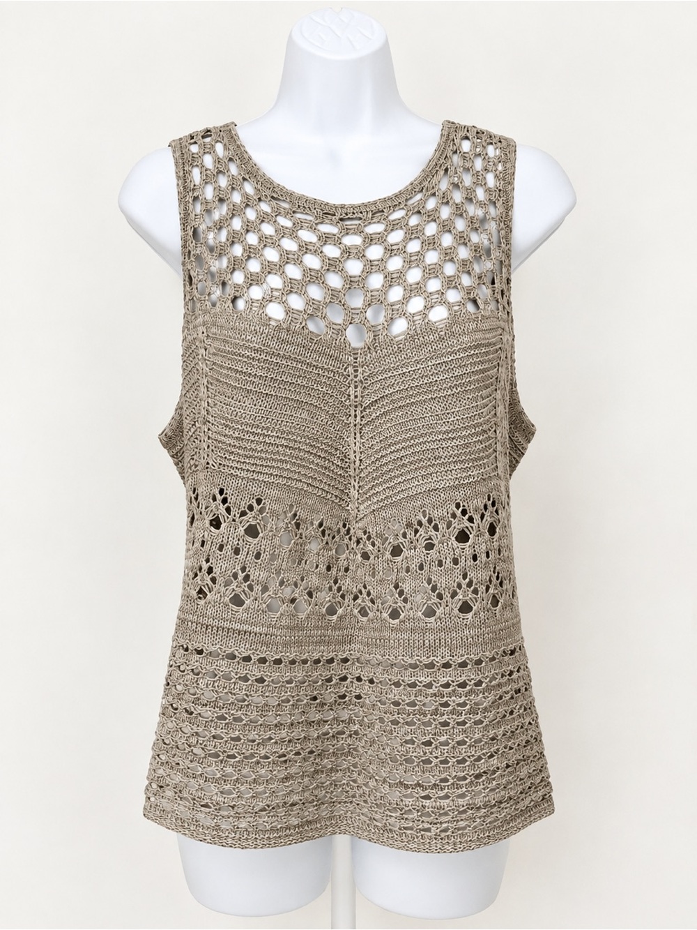 a.n.a Open-Weave Cream Knit Beach Sweater